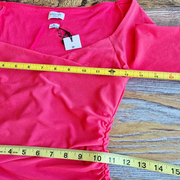 NWoT Babaton Aritzia Title Drapey Jersey Off-Shoulder Dress Long Sleeve Red - Picture 16 of 16